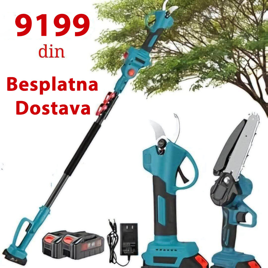 SET makaze + Aku testera sa rezervoarom za ulje+teleskopski nastavak