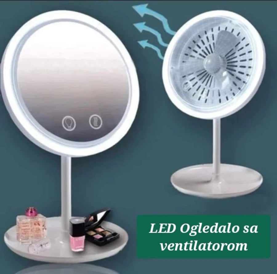 3u1 LED Ogledalo Za Šminkanje Sa Ventilatorom